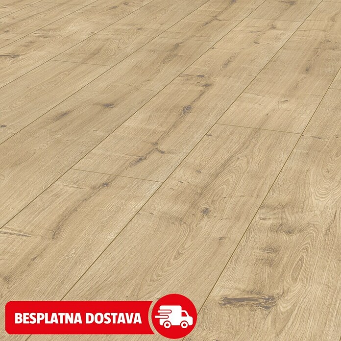 LOGOCLIC Vinto Laminat Hrast Milford  (Rustikalni pod, 1.288 x 195 x 8 mm) | BAUHAUS