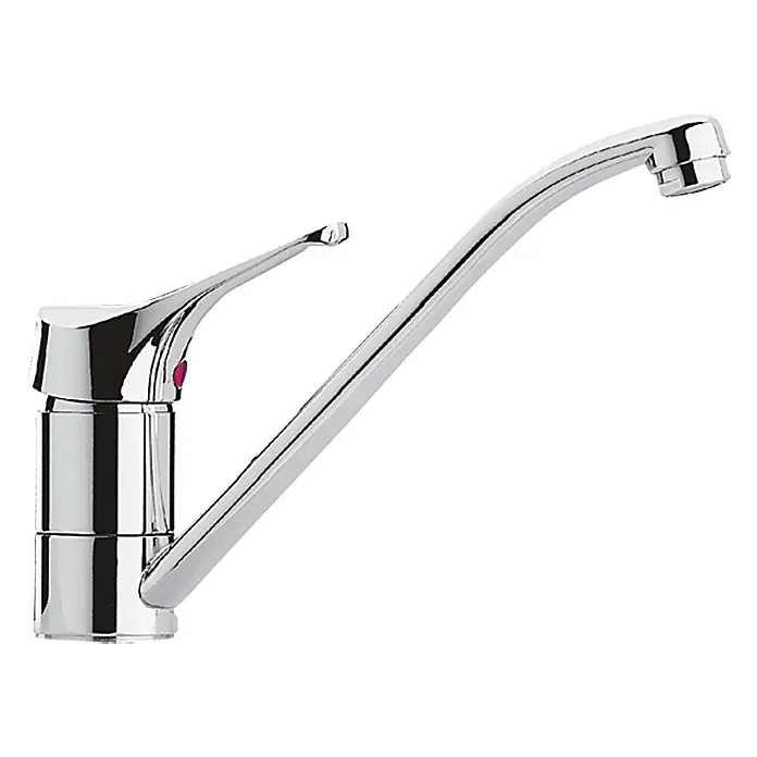 Camargue Spültischarmatur AtticaNiederdruck, Chrom, Glänzend - Glänzender Chrom-Einhebelmischer mit geschwungenem Auslauf für Küche oder Bad, ideal für moderne Haushalte.