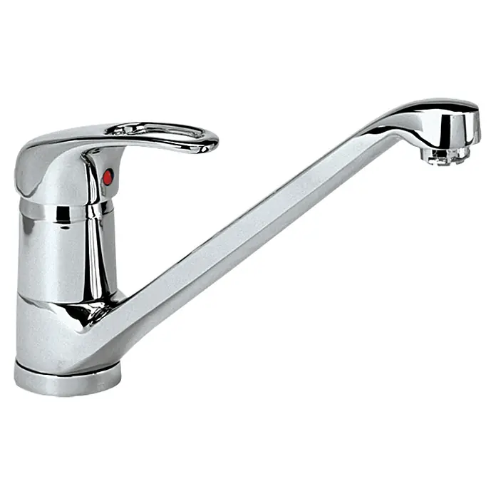 Camargue Spültischarmatur Grande - Niederdruck, Chrom, Glänzend - Bild einer glänzenden Chrom-Küchenarmatur mit einem eleganten, modernen Design für Spültischarmaturen und Kücheneinrichtungen.
