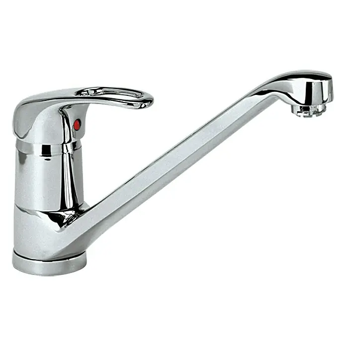 Camargue Spültischarmatur GrandeNiederdruck, Chrom, Glänzend - Bild einer glänzenden Chrom-Küchenarmatur mit einem eleganten, modernen Design für Spültischarmaturen und Kücheneinrichtungen.