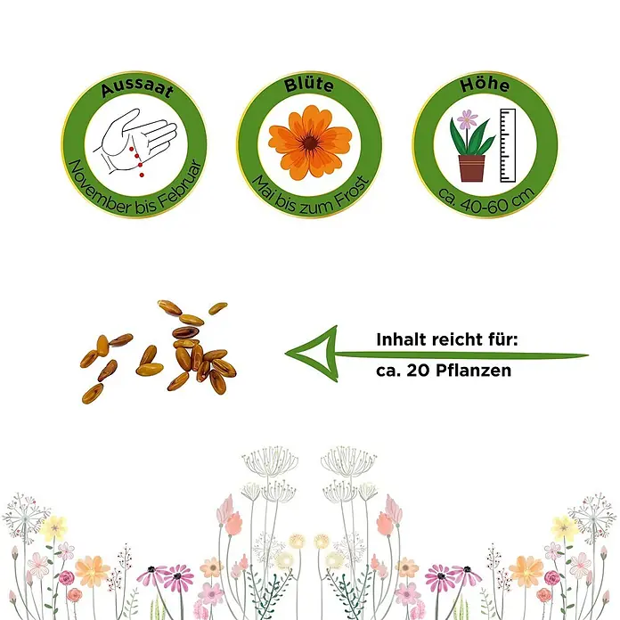 Deine Gartenwelt Hängegeranien Mischung -  - Samen mit Pflanzanleitung: Aussaatzeit, Blütezeit, Wuchshöhe und Ertrag für ca. 20 Pflanzen.
