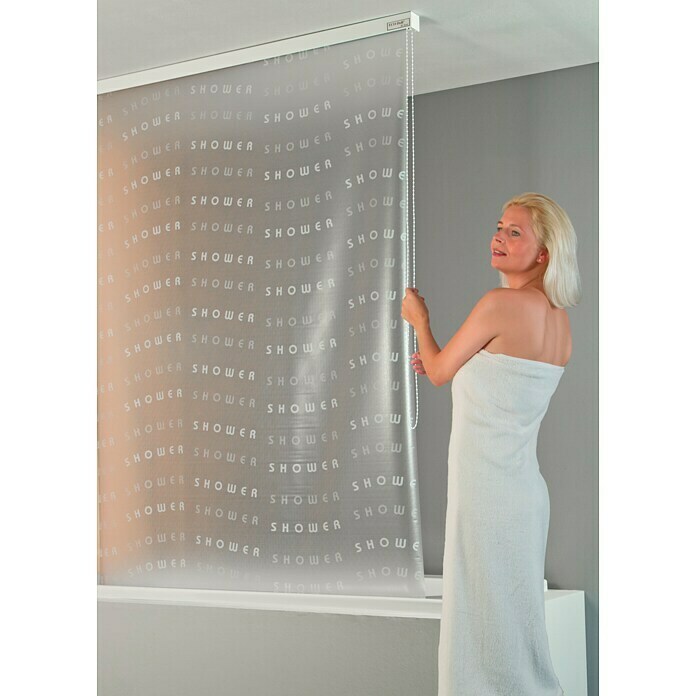 Eco-Dur Duschrollo deluxe134 x 240 cm, Shower, Weiß Mood Shot