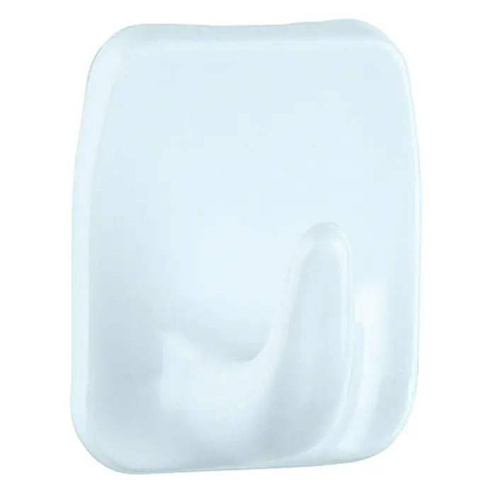 Wenko Universal-Klebehaken - 2 Stk., Weiß - Praktischer, selbstklebender Wandhaken aus robustem Kunststoff. Ideal für Bad, Küche und Flur zur einfachen Aufbewahrung von Handtüchern und Co.