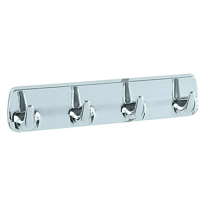 Wenko Hakenleiste - Chrom, Kleben - Silberner Wandhaken mit vier Haken zum Aufhängen von Handtüchern oder Kleidung im Badezimmer oder Schlafzimmer.