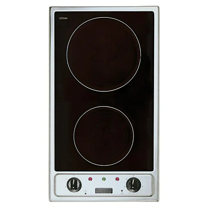 Respekta Cocina compacta Luis - Ancho: 150 cm, Negro, Frigorífico y placa vitrocerámica - Una placa vitrocerámica con dos zonas, ideal para cocinas pequeñas o como opción de cocción adicional. Controles en la parte frontal.