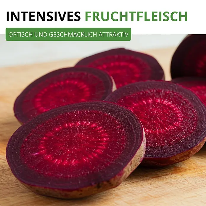 Deine Gartenwelt Rote Beete Rote Kugel 2 -  - Geschnittene Rote Bete mit intensivem Fruchtfleisch und attraktiver, leuchtender Farbe.