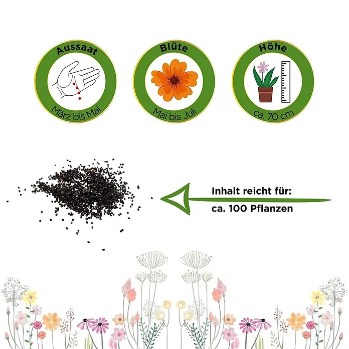 Deine Gartenwelt Blumensamen Mohn - Papaver rhoeas, Rot - Aussaat März-Mai, Blüte Mai-Juli, Höhe ca. 70 cm, Inhalt reicht für ca. 100 Pflanzen.