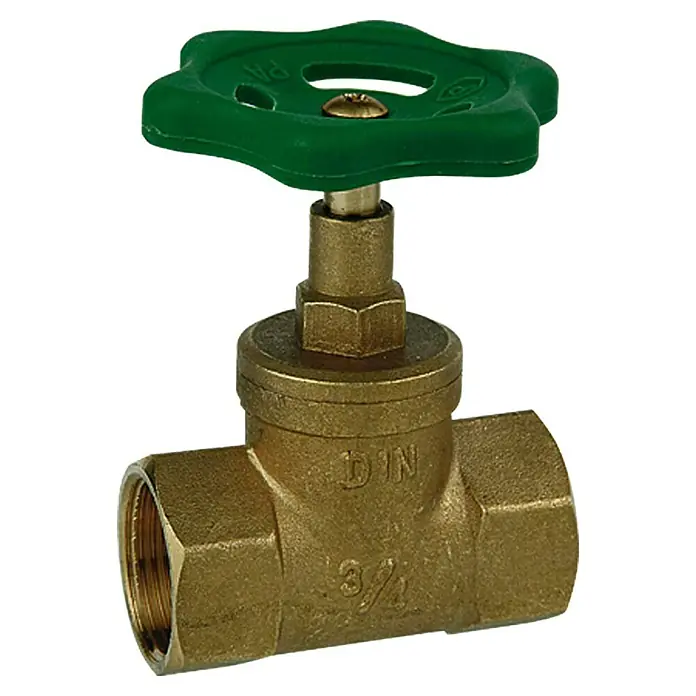 Durchgangsventil - 1″, Ohne Entleerung - Messing-Absperrventil mit grünem Griff, ideal für Sanitär- und Heizungsanwendungen. Robust und langlebig.