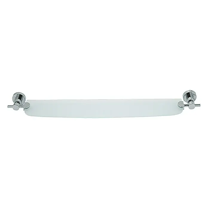 Tesa Repisa de vidrio LO200 - Ancho: 70 cm, Cromado - Elegante estante de baño con vidrio esmerilado y soportes cromados para un almacenamiento de estilo.