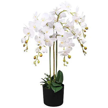 vidaXL Künstliche Orchidee mit Topf 75 cm Weiß