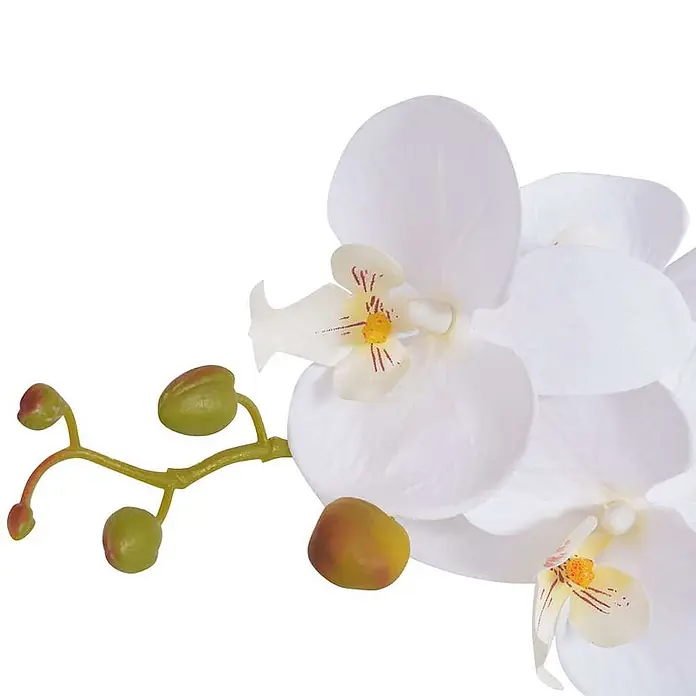 vidaXL Künstliche Orchidee mit Topf 75 cm Weiß -  - Weiße künstliche Orchideenblüte mit Knospen an einem Stiel.