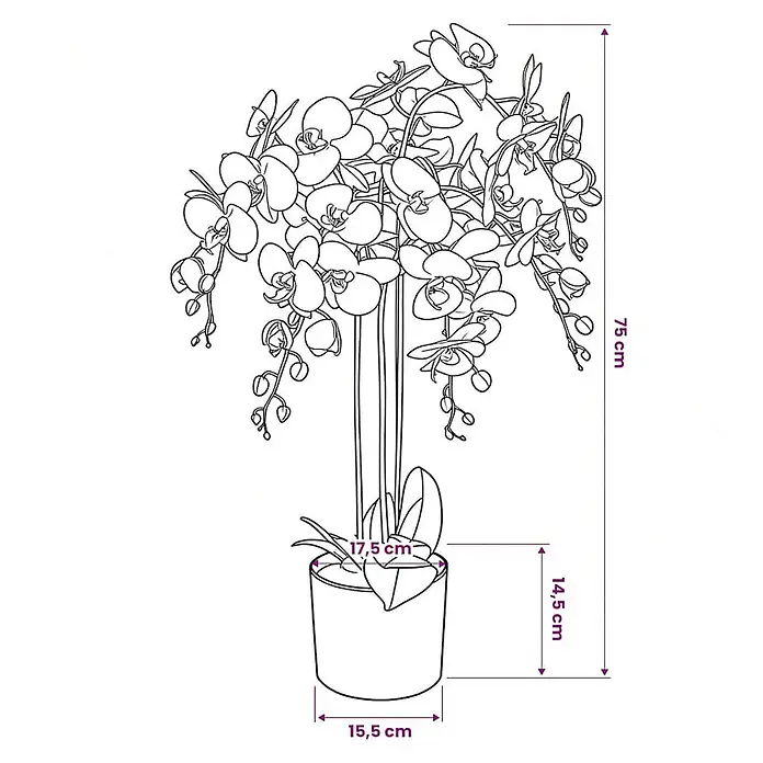 vidaXL Künstliche Orchidee mit Topf 75 cm Weiß -  - Künstliche Orchidee, 75 cm hoch, im Topf 14,5 cm hoch und 15,5 cm Durchmesser.