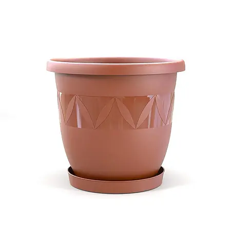 Plastard  Pflanztopf Ø 55 cm mit Untersetzer rund – Terrakotta – Pflanzkübel