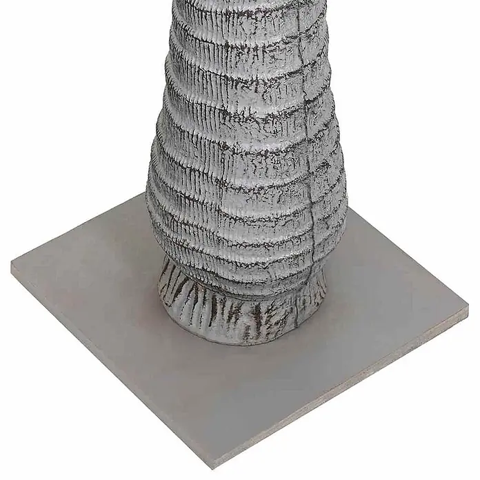 vidaXL künstliche Palme Grün 25 x 25 x 200 cm Polyethylen -  - Texturierte weiß-graue Baumstamm-ähnliche Deko-Basis auf quadratischem grauem Standfuß.