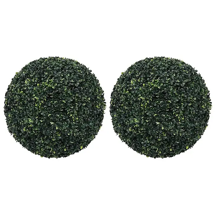 VidaXL Kunstpflanze - Höhe: 52 cm, Blütenfarbe: Grün - Zwei künstliche dunkelgrüne Topiary-Kugeln.
