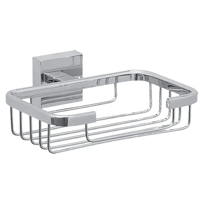 Tesa Ekkro Jabonera Ekkro - 13,5 x 11,8 x 5 cm, Metal - Jabonera de cromo para montaje en pared. El diseño es moderno y funcional. Ideal para cualquier baño.