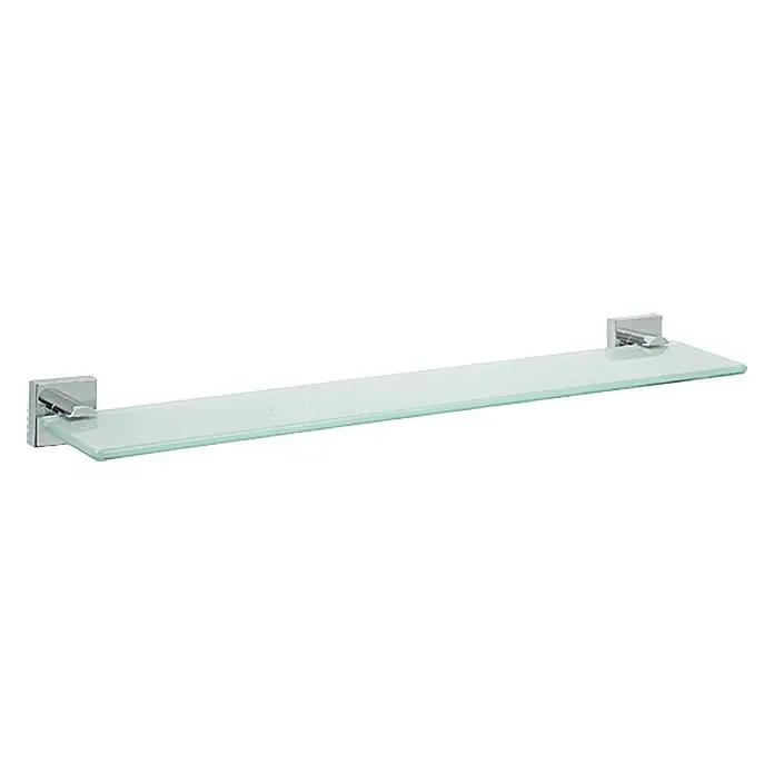 Tesa Ekkro Repisa de vidrio EK200 - Ancho: 60 cm, Cromado - Una elegante estantería de vidrio con soportes cromados. Práctica y elegante para cualquier baño, ideal para organizar con un toque moderno.