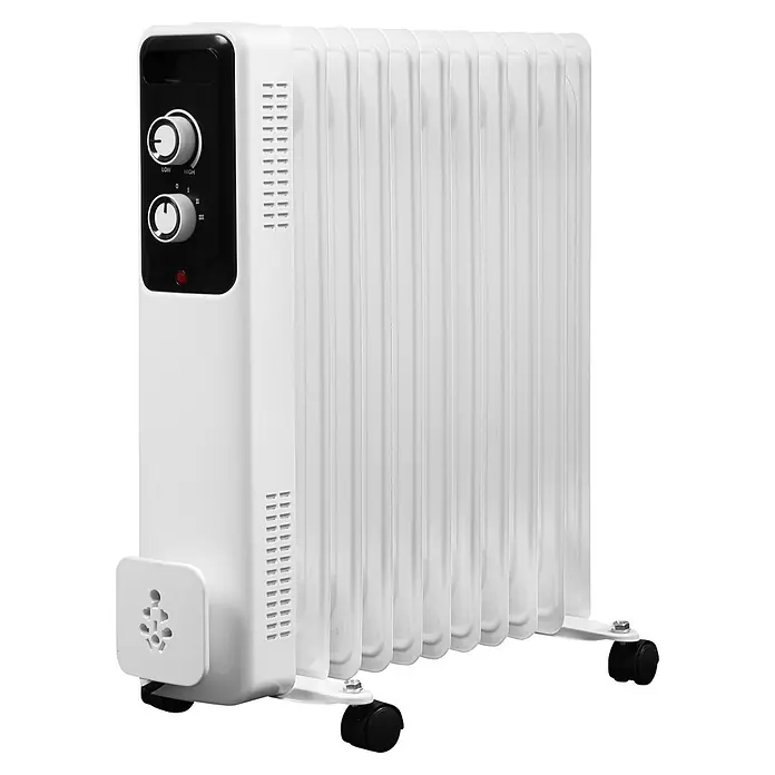 Purline Radiador de aceite Soleil - 1.000 W - 2.500 W, Blanco, 24 x 47 x 55 cm - Radiador de aceite blanco con panel de control negro y ruedas para fácil movilidad.