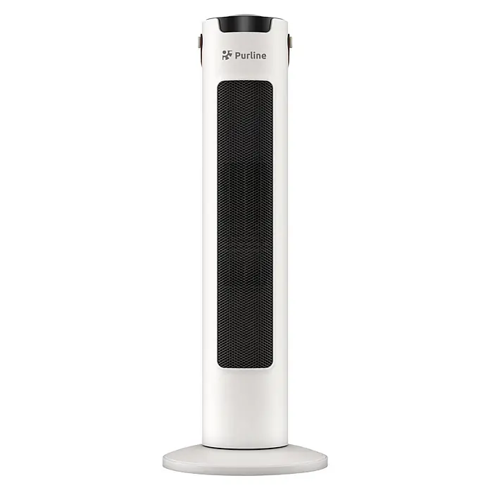 Purline Calefactor cerámico Hoti T41 - Blanco, 23 x 23 x 61 cm - Calefactor de torre Purline blanco con rejilla negra.