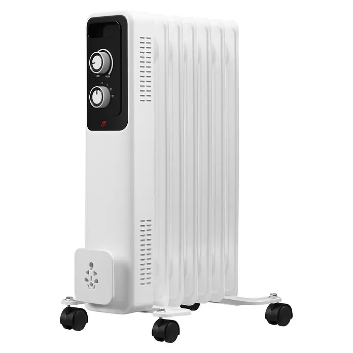 Purline Radiador de aceite Soleil - 600 W - 1.500 W, Blanco, 25,5 x 32 x 55 cm - Radiador de aceite blanco con panel de control y ruedas para fácil movilidad.