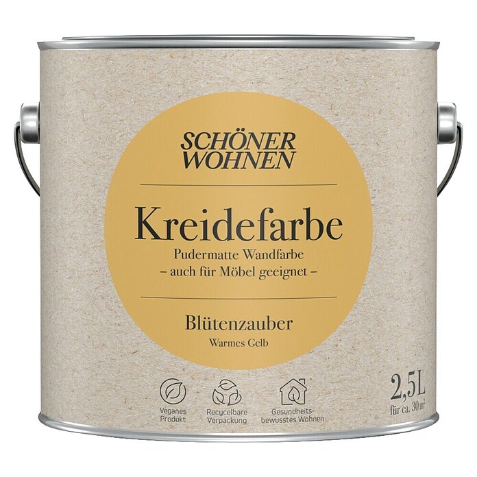 SCHÖNER WOHNEN-Farbe Wandfarbe Kreidefarbe (Blütenzauber - warmes Gelb, Matt, 2,5 l) | BAUHAUS