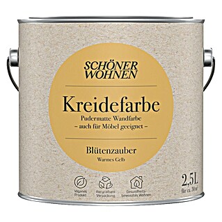 SCHÖNER WOHNEN-Farbe Wandfarbe Kreidefarbe (Blütenzauber - warmes Gelb, Matt, 2,5 l)