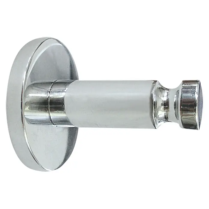 Tesa Gancho para pared LO400 - Metal, Cromado - Elegante gancho de pared para baño o entrada. Acabado cromado con detalle blanco para una funcionalidad elegante.