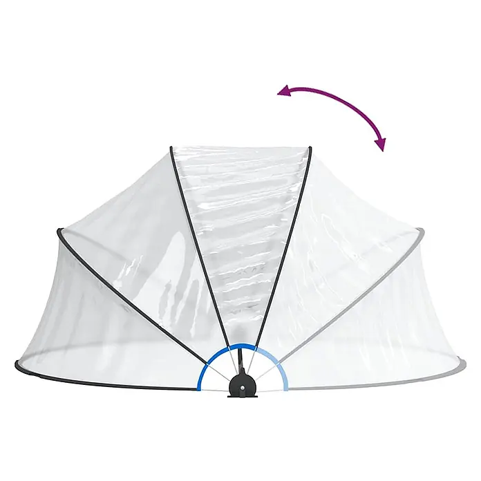 vidaXL Pool Kuppel Transparent 158 cm PVC -  - Transparenter Schutzüberzug mit schwarzem Gestell und verstellbarem Gelenkmechanismus.