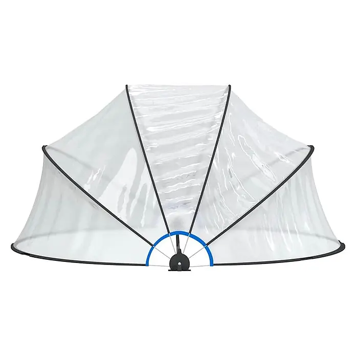 vidaXL Pool Kuppel Transparent 158 cm PVC -  - Transparente Schutzabdeckung mit schwarzem Rand und ausziehbarem Fächerrahmen.