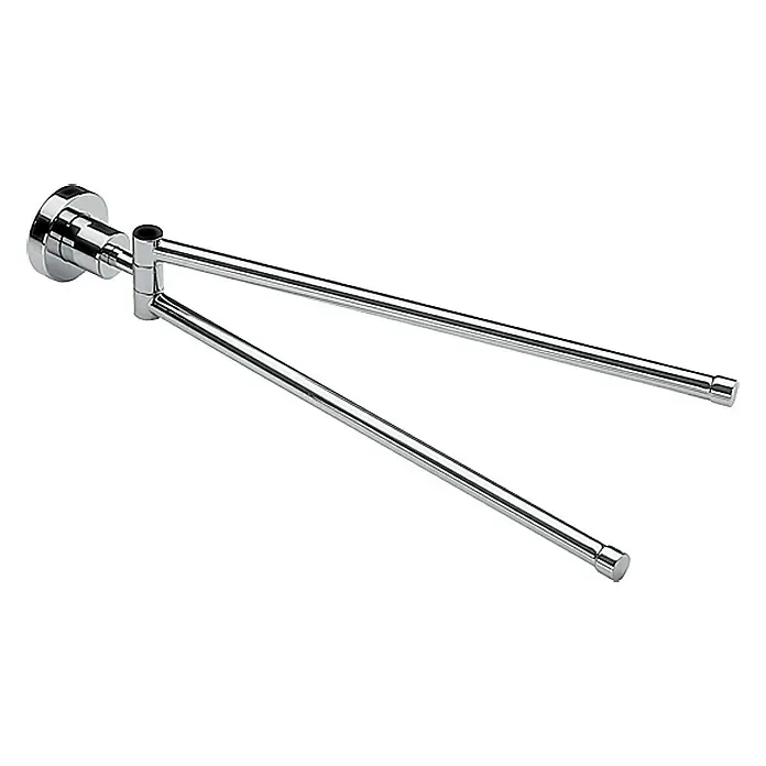 Tesa Toallero de barra LO203 - 2 brazos, Cromado - Toallero de brazo giratorio cromado. Estilo moderno para su baño. Práctico y ahorra espacio.