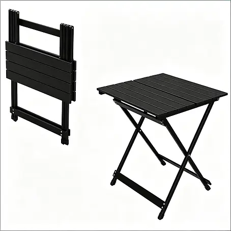 SONNENH Balkontisch klappbar 50,5 x 46,5 x 60 cm Schwarz aus Aluminium