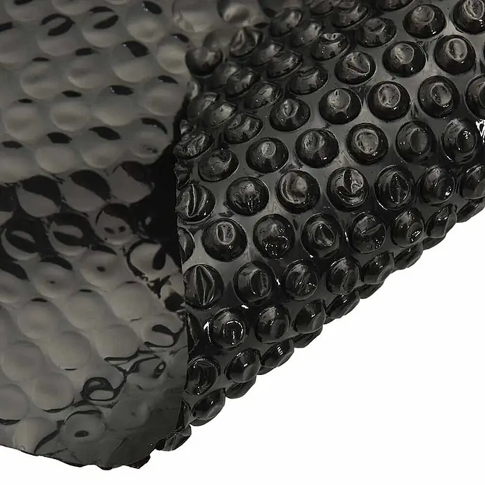 vidaXL Solarfolie für Pool Schwarz 356 x 356 cm Polyethylen -  - Schwarzes Blasen-Wärmeabdeckmaterial mit texturierten Blasen und reflektierender Oberfläche.