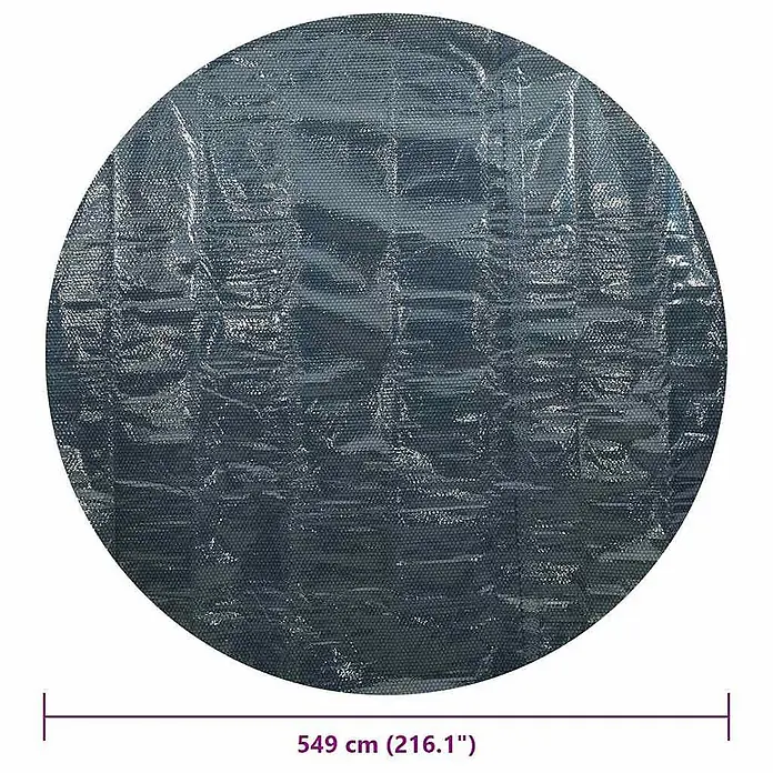 vidaXL Solarfolie für Pool Schwarz 549 x 549 cm Polyethylen -  - Runde, dunkelgraue Poolabdeckung, 549 cm Durchmesser, mit strukturierter, reflektierender Oberfläche.