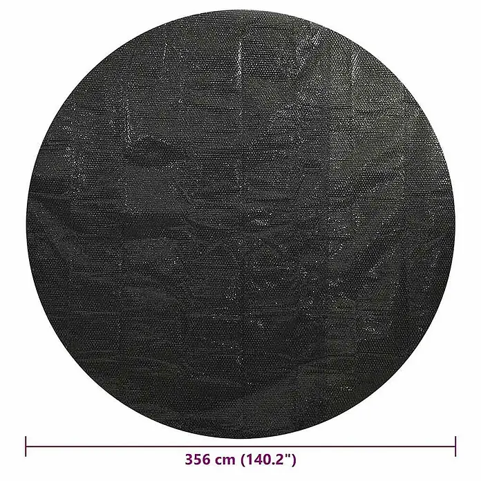 vidaXL Solarfolie für Pool Schwarz 356 x 356 cm Polyethylen -  - Runde, dunkle, strukturierte Schutzabdeckung, 356 cm Durchmesser.
