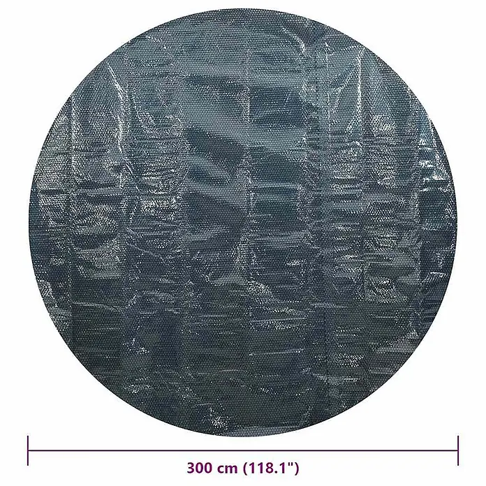 vidaXL Solarfolie für Pool Schwarz 356 x 356 cm Polyethylen -  - Runde, dunkelblaue, texturierte Solar-Poolabdeckung, 300 cm Durchmesser.