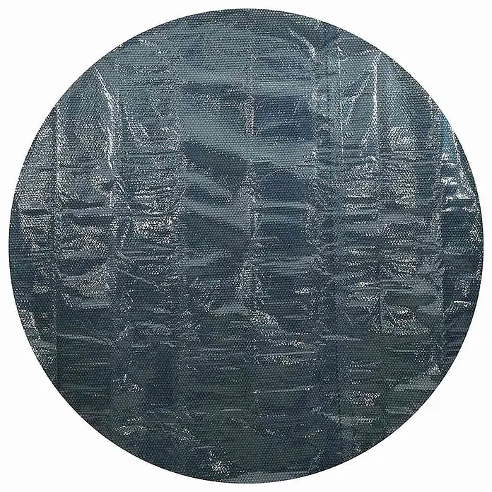 vidaXL Solarfolie für Pool Schwarz 356 x 356 cm Polyethylen -  - Runder, dunkelgrauer Solar-Poolabdeckung mit einer zerknitterten, reflektierenden, texturierten Oberfläche.