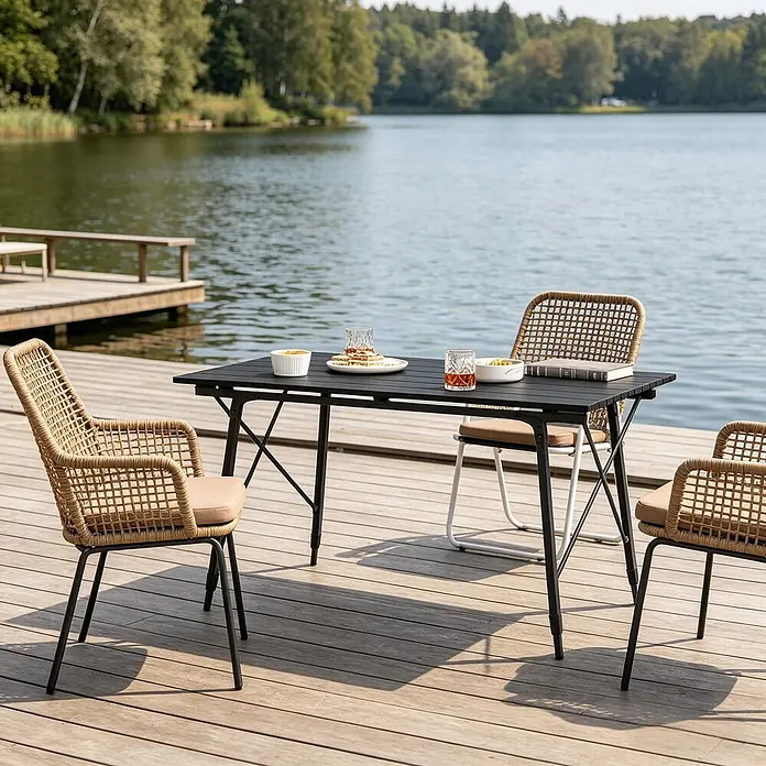 SONNENH Balkontisch höhenverstellbar 120 x 68,5 x 78,5 cm Schwarz online kaufen bei BAUHAUS