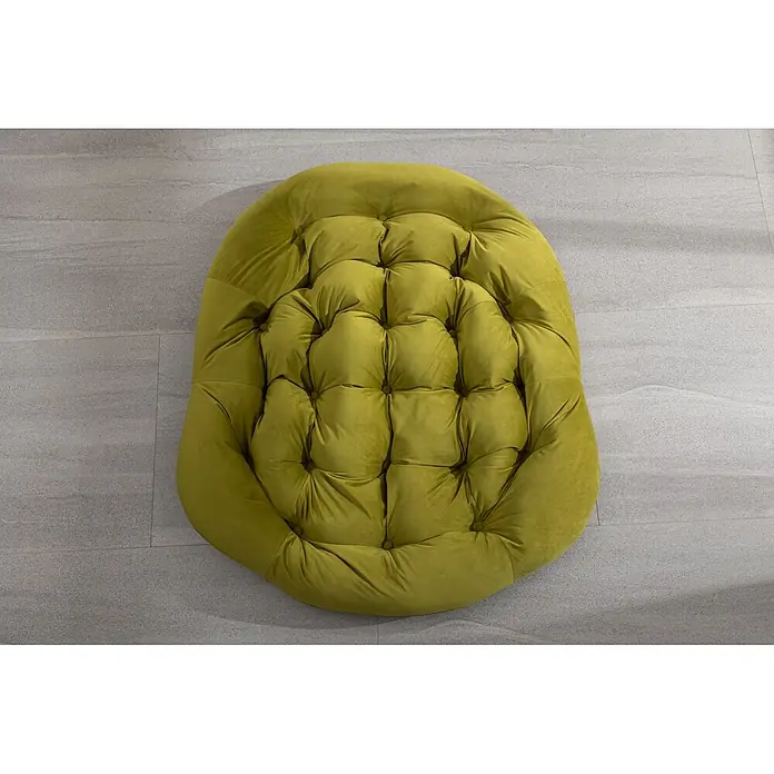 SONNENH Garten-Loungesessel - 20 Stk., Stahl, Rückenlehne verstellbar, Olivgrün, B x T x H: 78 x 106 x 90 cm - Weiches, ovales chartreuse Samt-Bodenkissen mit tiefer Steppung für bequemes Sitzen.