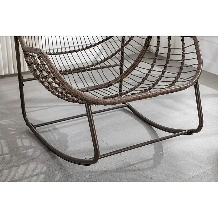 SONNENH Garten-Loungesessel - 10 Stk., Stahl, Weiß, B x T x H: 78 x 106 x 90 cm - Brauner Rattan-Schaukelstuhl mit stabilem Metallgestell.