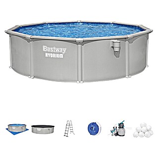 Bestway Bazen sa čeličnim okvirom Hydrium (Ø x V: 4,57 x 1,22 m, Siva, 17.430 l)