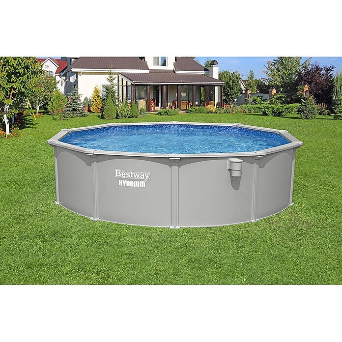 Bestway Bazen sa čeličnim okvirom Hydrium  (Ø x V: 4,57 x 1,22 m, Siva, 17.430 l) | BAUHAUS