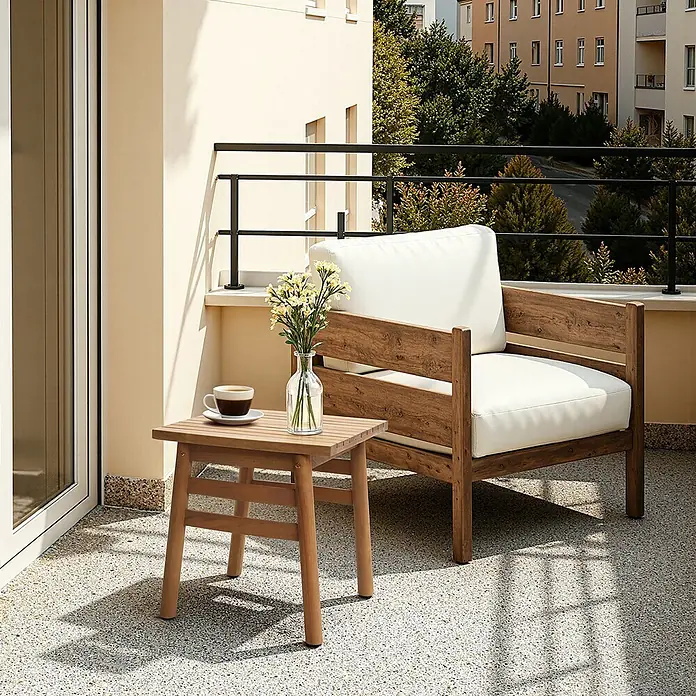 Hometopia Garten-Beistelltisch Terra - L x B x H: 45 x 45 x 47 cm, Holz, Eckig, Braun