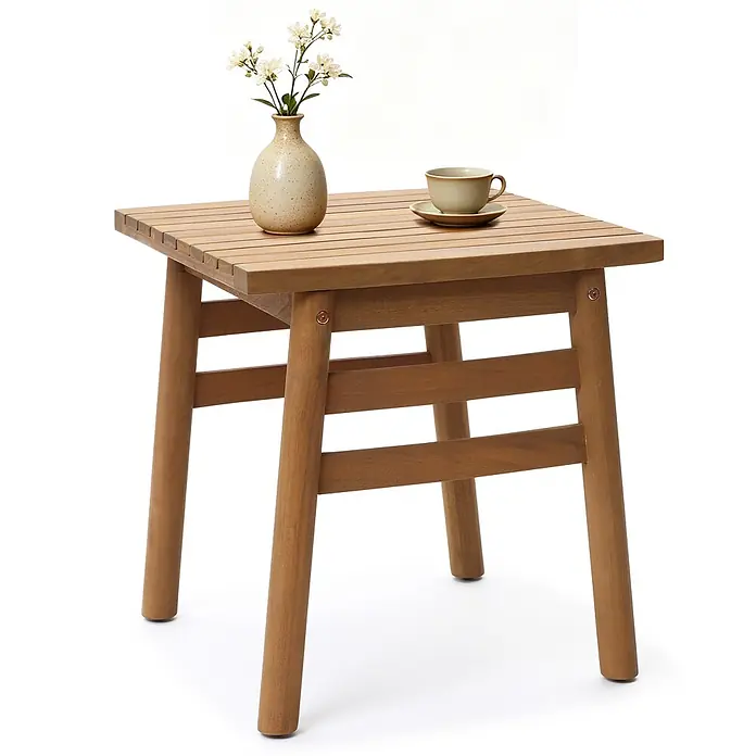 Hometopia Garten-Beistelltisch Terra - L x B x H: 45 x 45 x 47 cm, Holz, Eckig, Braun