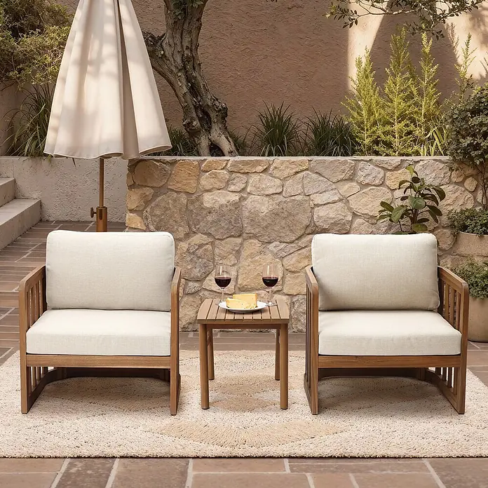 Hometopia Garten-Beistelltisch Terra - L x B x H: 45 x 45 x 47 cm, Holz, Eckig, Braun