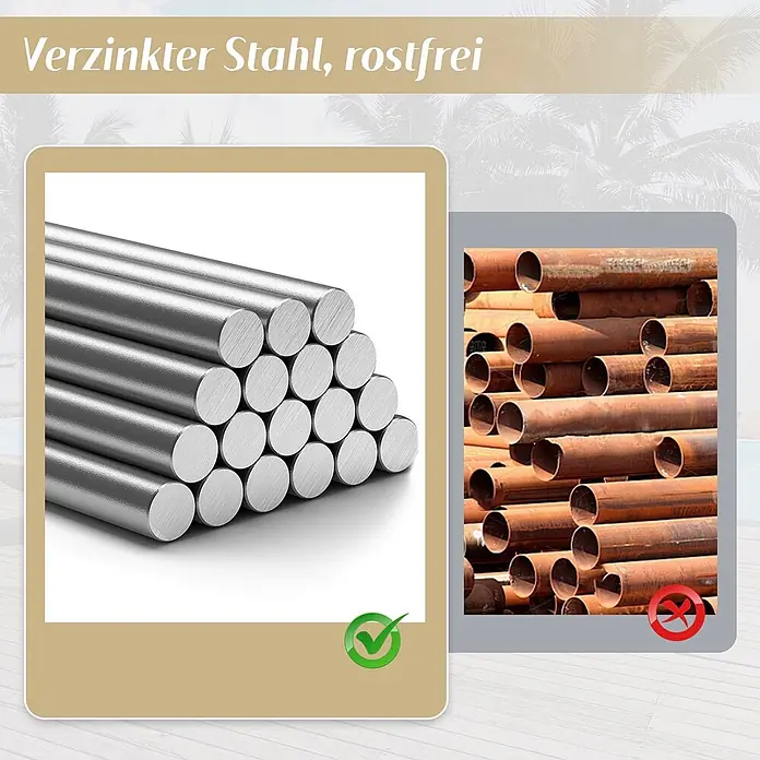 SONNENH Gartenstuhl-Set - 1 Stk., Polyester, Beige, B x T x H: 57 x 72 x 101 cm - Stapel glänzender, rostfreier verzinkter Stahlstangen.
