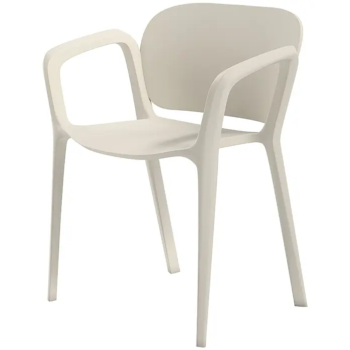 SONNENH Gartenstuhl-Set - 4 Stk., Kunststoff, Stapelbar, Weiß, B x T x H: 60 x 56 x 75 cm - Heller beiger moderner Sessel mit schlankem Design und integrierten Armlehnen.