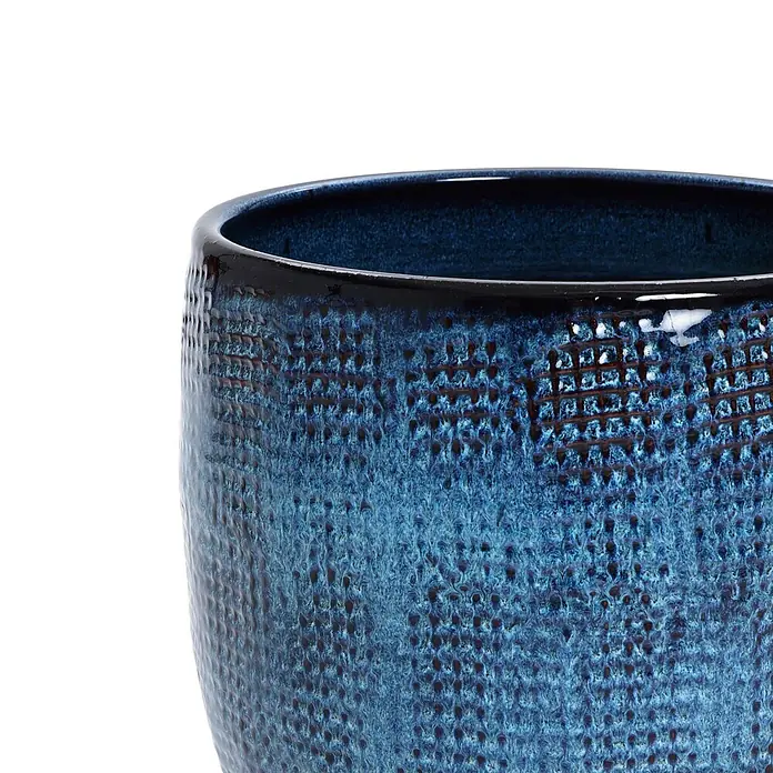 Kärcher Pflanztopf HTPL0036-M - 1 Stk., Außenmaß (Ø x H): 31 x 28,5 cm, Keramik, Marineblau - Ein blauer, gesprenkelter Keramik-Pflanztopf mit strukturierter Oberfläche.