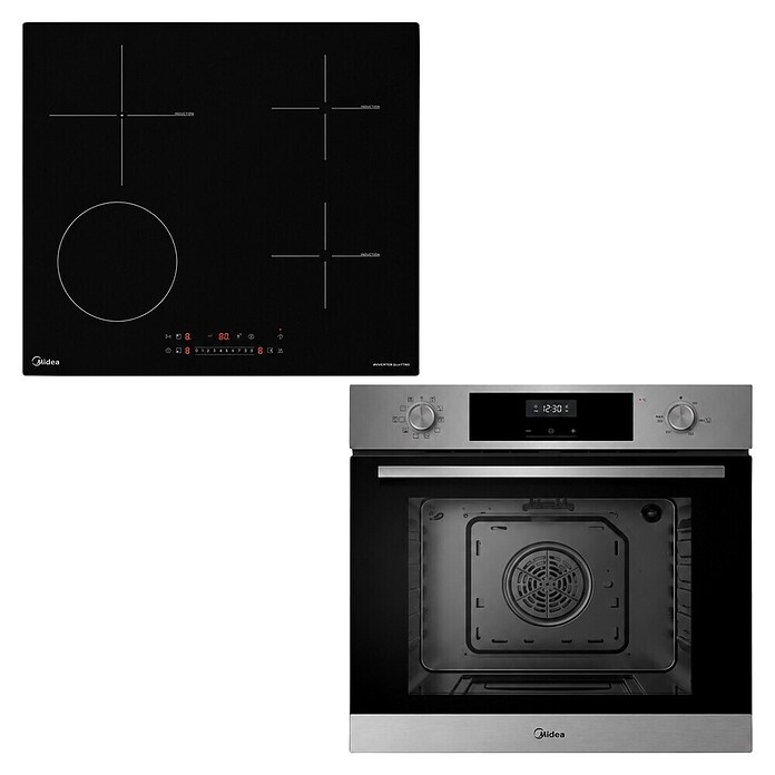 Midea Set de horno empotrado MIH743E325 (Número de tipos de calentamiento: 9 ud., Negro y Inox, 2 pzs.) | BAUHAUS