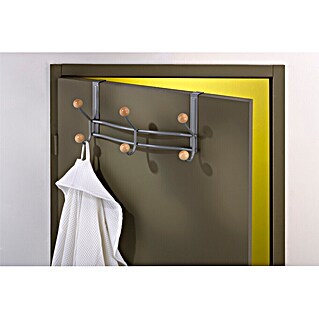 Mottez Garderobenhaken (L x B x H: 34 x 8,5 x 20 cm, Aluminium, Grau, Braun)