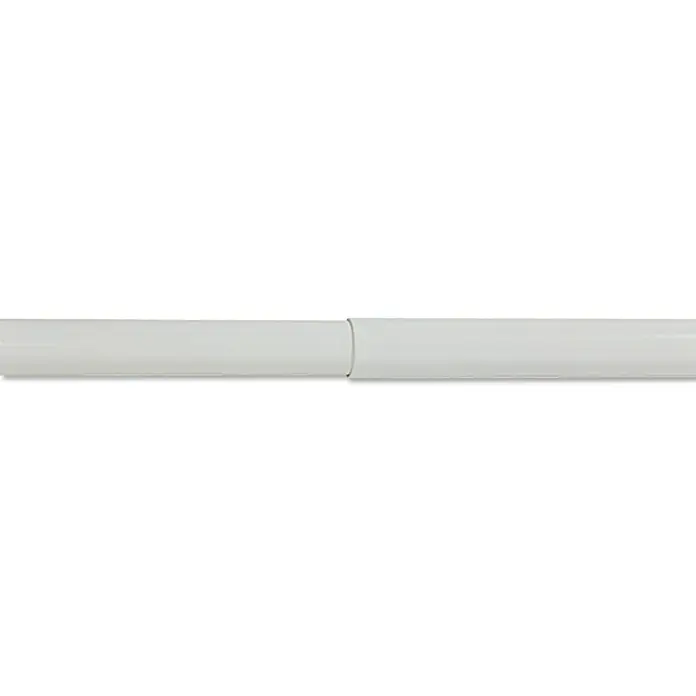 Venus Duschvorhangstange - 70 cm - 115 cm, Durchmesser: 28 mm, Weiß - Nahaufnahme einer weißen Vorhangstange, die sich ideal für jedes Fenster eignet und für einen eleganten Look sorgt.
